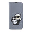 Karl Lagerfeld Booktype NFT Saffiano Karl & Choupette – Dėklas iPhone 14 Pro Max (sidabrinis)