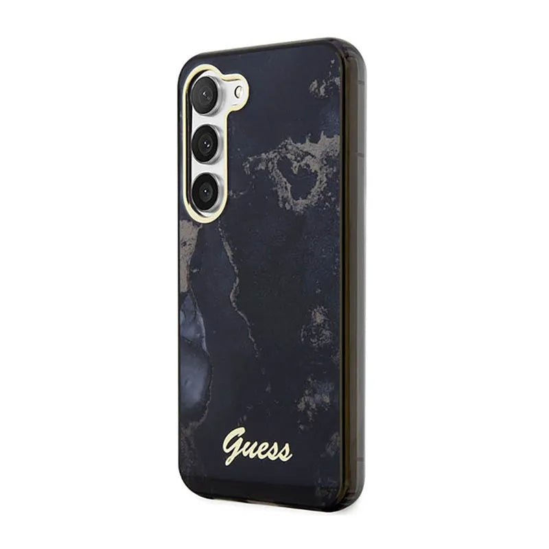 Guess Golden Marble Collection – dėklas Samsung Galaxy S23 (juodas)