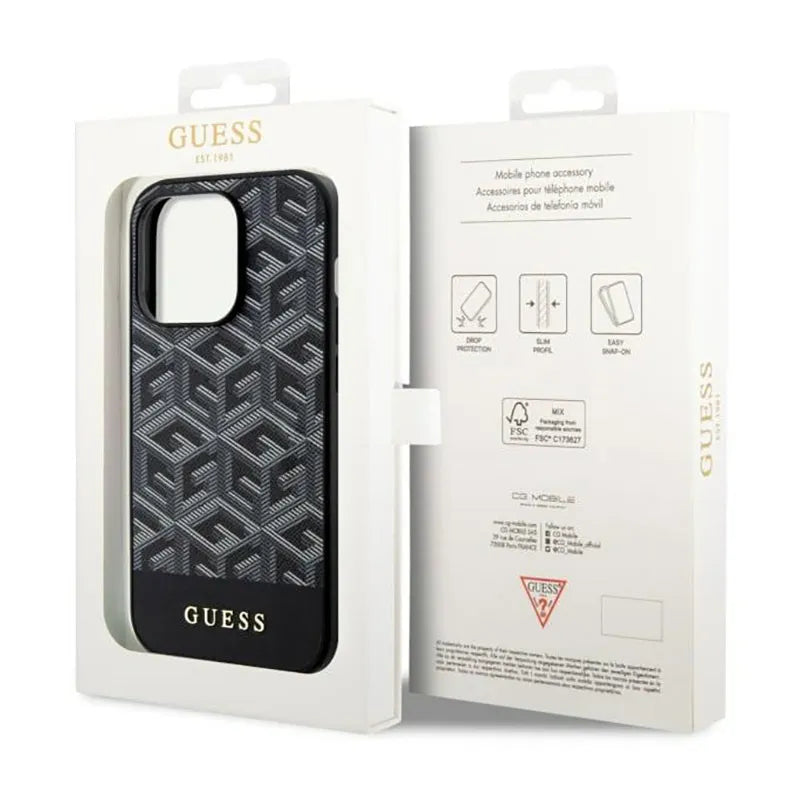 Guess GCube Stripes MagSafe – Dėklas iPhone 14 Pro (Juodas)