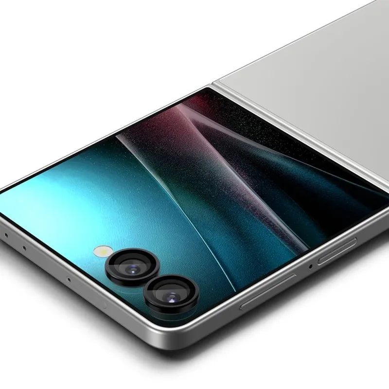 Spigen Optik Pro HD GLAS.TR EZ Fit fotoaparato apsauga, 2 vnt. – Objektyvo apsauga Samsung Galaxy Z Flip 7 (juoda)