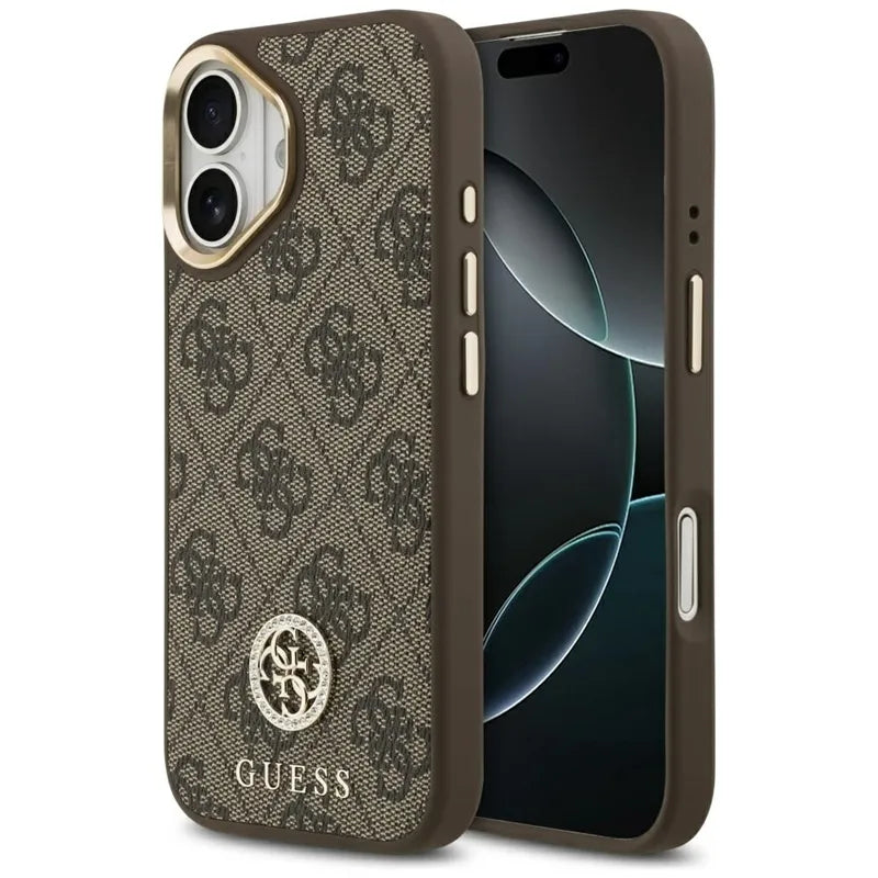 Guess 4G Strass Logo MagSafe - Dėklas iPhone 17 (Rudas)
