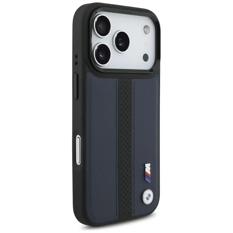 BMW M Perforated Stripe Logo MagSafe - dėklas, skirtas iPhone 17 Pro (tamsiai mėlynas)