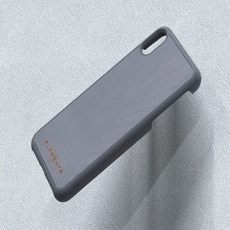 Nordic Elements Original Gefion – dėklas iPhone Xs Max su tikro klevo medžio elementais (Mid Grey)
