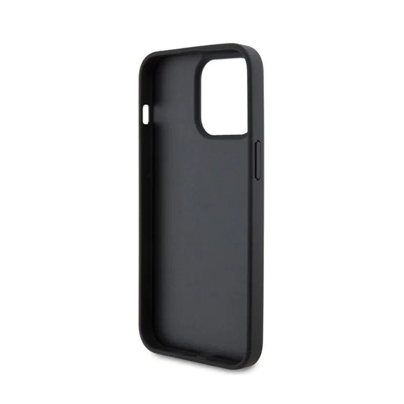 Ferrari Quilted Metal Logo – dėklas iPhone 15 Pro Max (juodas)