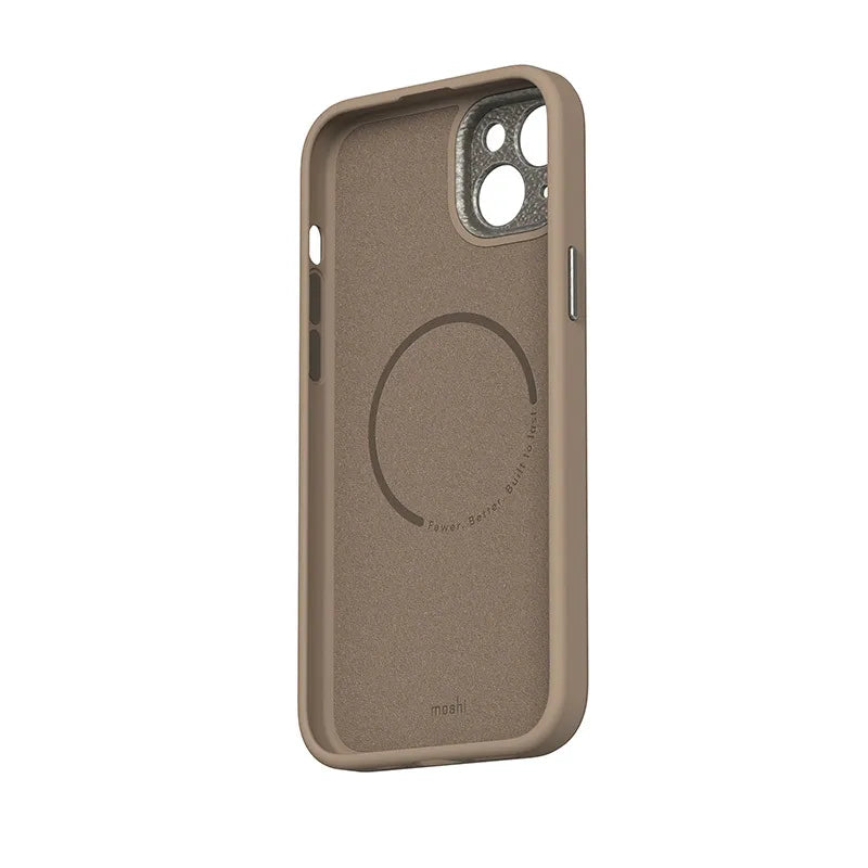 Moshi Napa MagSafe – odinis dėklas iPhone 15 Plus (Woodsmoke Brown)