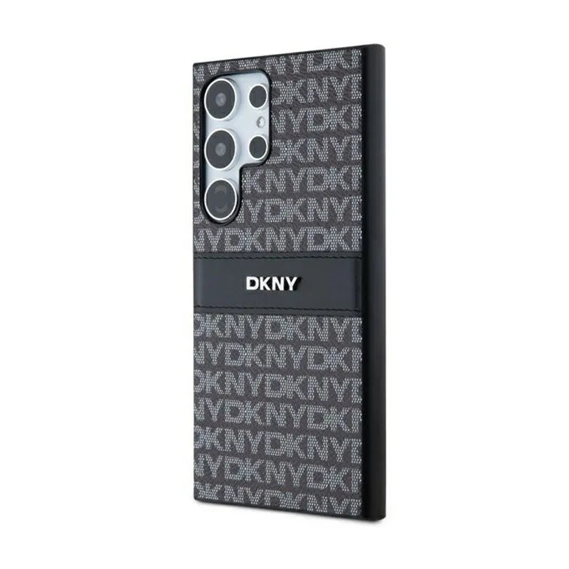 DKNY „Leather Mono Stripe & Metal Logo“ – Samsung Galaxy S24 Ultra dėklas (juodas)