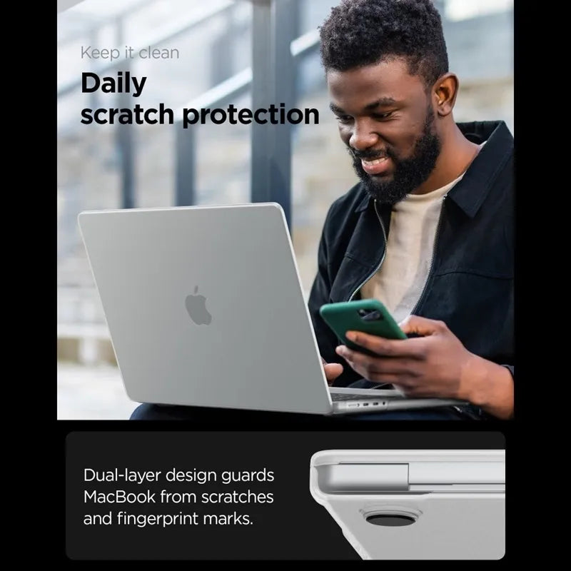 Spigen AirSkin – dėklas MacBook Pro 16" (M5/M4/M3/M2/M1/2026-2021) (Frost Clear)