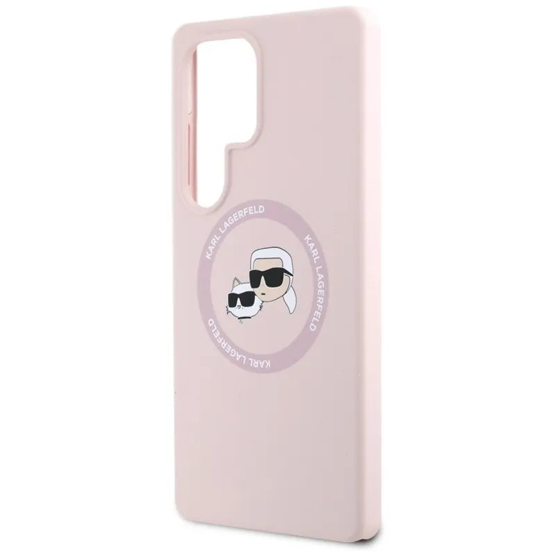 Karl Lagerfeld Silicone Double Heads And Circle MagSafe – dėklas Samsung Galaxy S25 Ultra (rožinis)