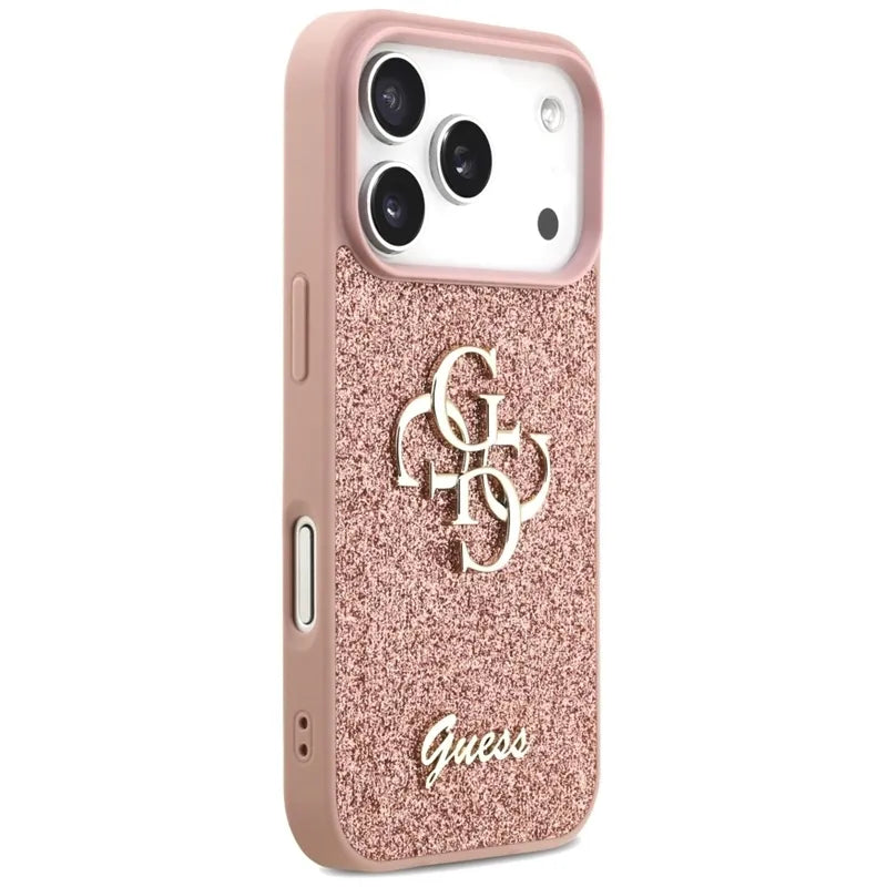 Guess Fixed Glitter Big 4G - Dėklas iPhone 17 Pro (rožinis)