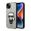 Karl Lagerfeld Glitter Flakes Ikonik – dėklas, skirtas iPhone 14 Plus (sidabrinis)