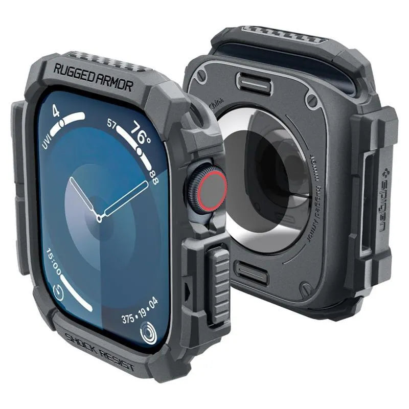 Spigen Rugged Armor – Dėklas Apple Watch 10 46 mm (tamsiai pilkas)