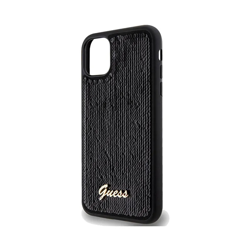 Guess Sequin Script Metal - Dėklas iPhone 11 (Juodas)