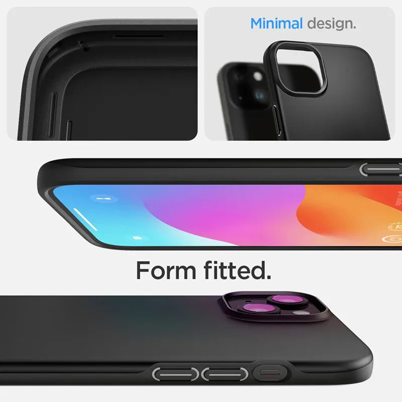 Spigen Thin Fit – dėklas iPhone 15 (juodas)