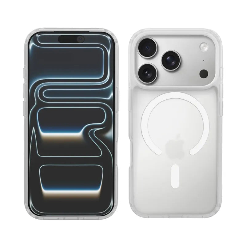 Crong Hybrid Matte Magnetic – MagSafe dėklas iPhone 17 Pro (Baltas)