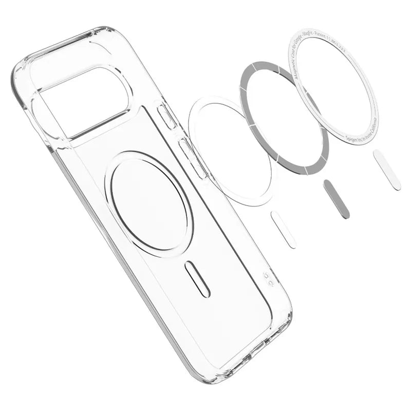 Spigen Ultra Hybrid Mag MagSafe – dėklas Google Pixel 10 / 10 Pro (skaidrus/baltas)
