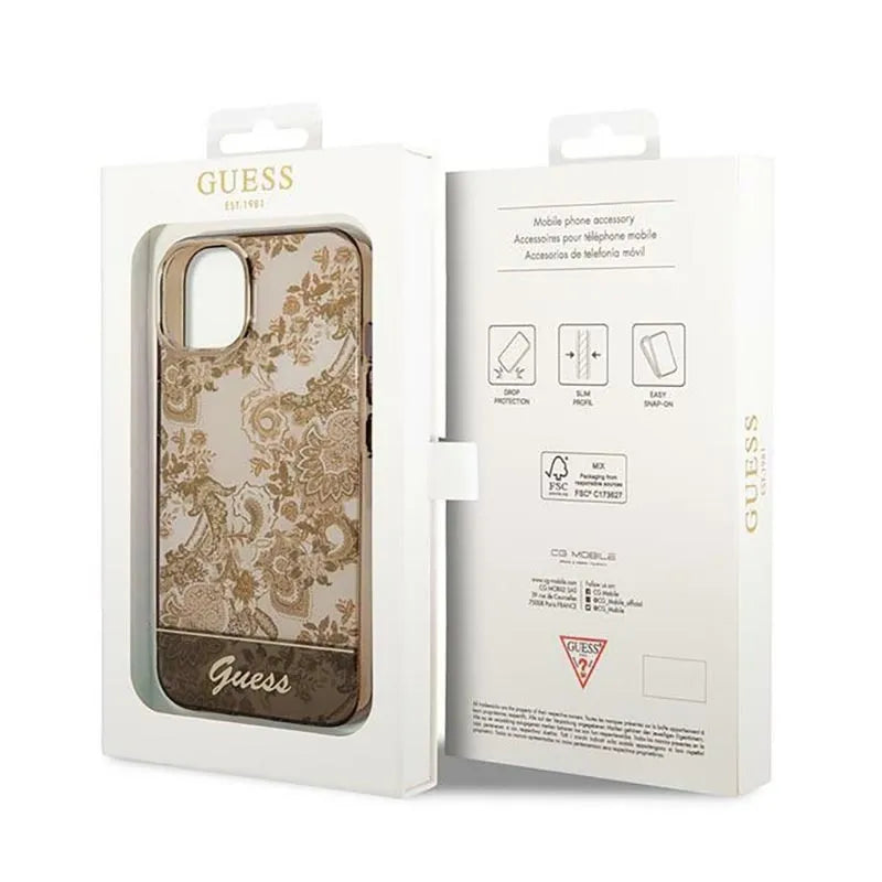Guess Porcelain Collection – dėklas iPhone 14 Plus (Ochre)