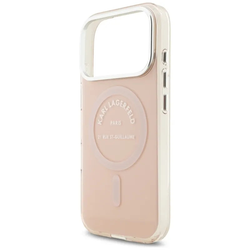 Karl Lagerfeld IML Karl RSG Logo MagSafe – dėklas iPhone 17 Pro (rožinis)