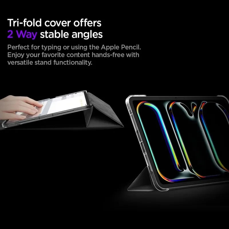Spigen Liquid Air Folio – dėklas iPad Pro 11" (M5, 2025 / M4, 2024) (juodas)