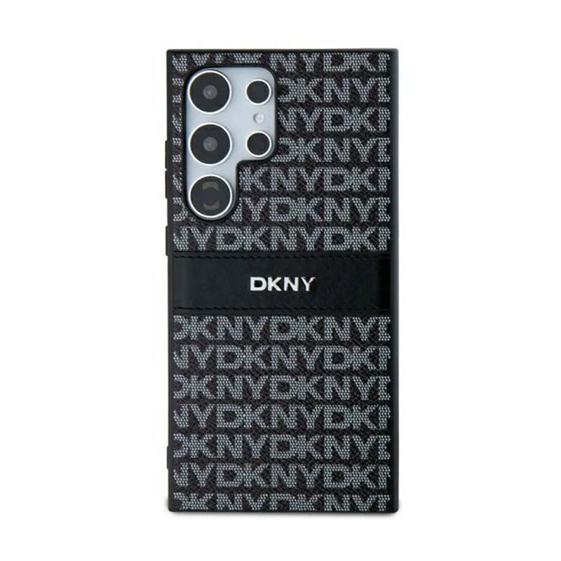 DKNY „Leather Mono Stripe & Metal Logo“ – Samsung Galaxy S24 Ultra dėklas (juodas)