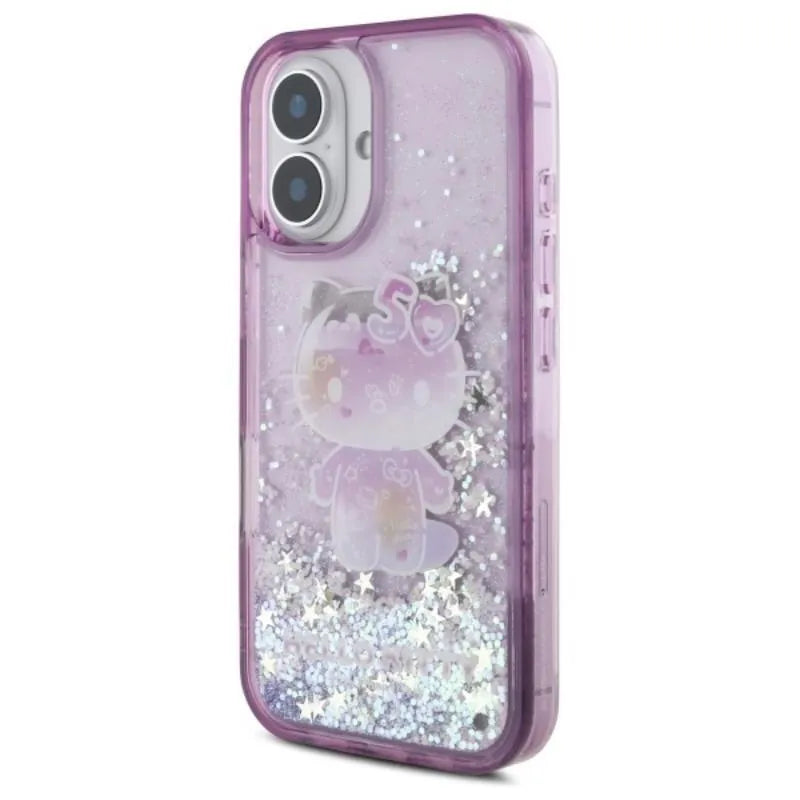 Hello Kitty Liquid Glitter 50TH Anniversary Party – dėklas, skirtas iPhone 16 (violetinis)