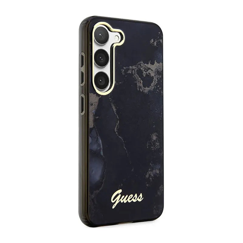 Guess Golden Marble Collection – dėklas Samsung Galaxy S23 (juodas)