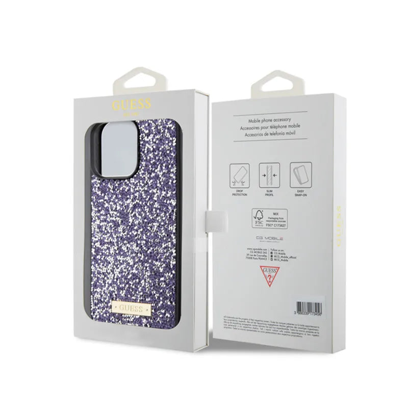 Guess Rhinestone Metal Logo – dėklas „iPhone 15 Pro Max“ (rožinis)