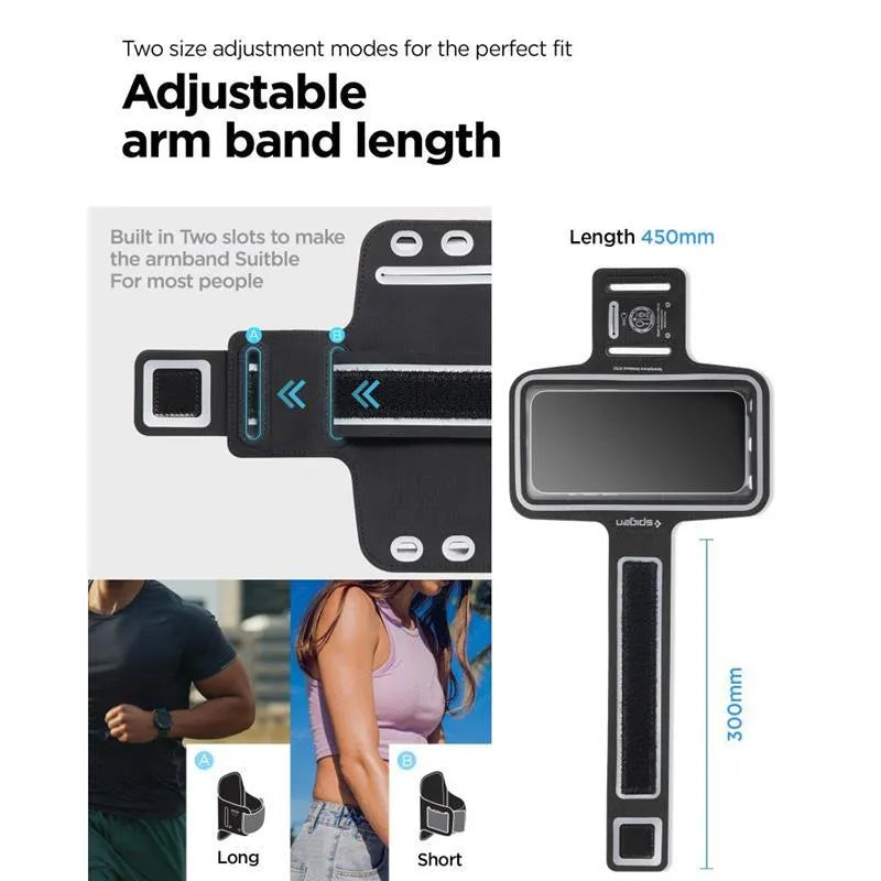 Spigen A703 Dynamic Shield Armband – Dėklas / Sportinė rankovė išmaniajam telefonui iki 6,9" (juoda)