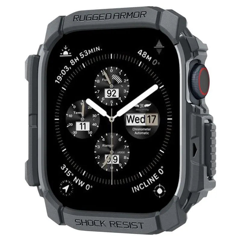 Spigen Rugged Armor – Dėklas Apple Watch 10 46 mm (tamsiai pilkas)