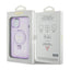 Guess Ring Stand Script Glitter MagSafe – dėklas Apple iPhone 15 Plus (violetinis)