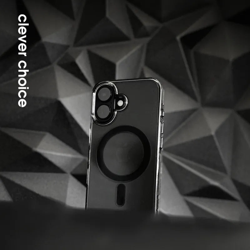 Crong Clear MAG Pro – iPhone 16 MagSafe dėklas (juodas)