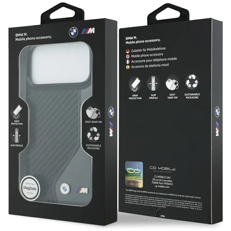 BMW M Carbon Logo MagSafe dėklas iPhone 17 Pro Max (antracito spalvos)
