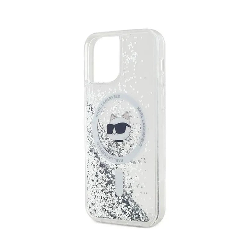 Karl Lagerfeld Liquid Glitter Choupette Head MagSafe – iPhone 12 / iPhone 12 Pro dėklas (skaidrus)