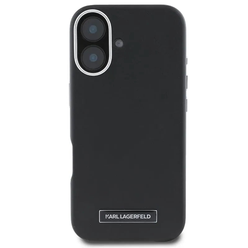 Karl Lagerfeld FW Metal Plate MagSafe – dėklas iPhone 16 Plus (juodas)