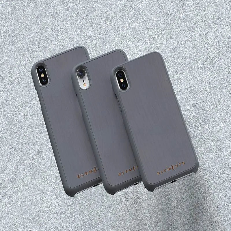 Nordic Elements Original Gefion – dėklas iPhone Xs Max su tikro klevo medžio elementais (Mid Grey)
