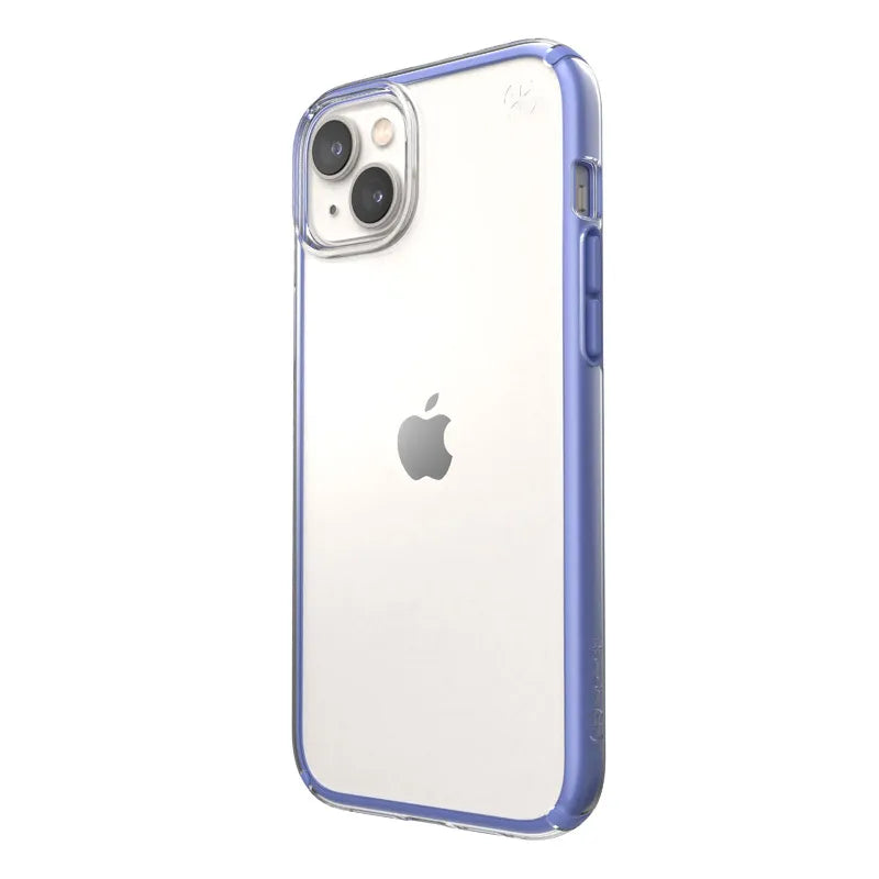 Speck Presidio Perfect-Clear su Impact Geometry - Dėklas iPhone 15 Plus / 14 Plus su MICROBAN danga (Skaidrus / Grounded Purple)