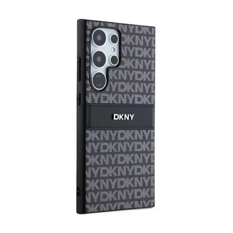 DKNY „Leather Mono Stripe & Metal Logo“ – Samsung Galaxy S24 Ultra dėklas (juodas)