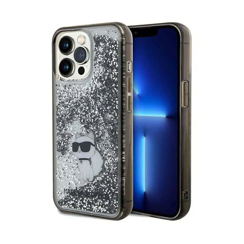 Karl Lagerfeld Liquid Glitter Choupette – dėklas Apple iPhone 13 Pro Max (skaidrus)