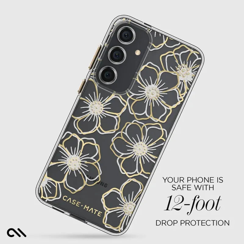 Case-Mate Floral Gems – Dėklas Samsung Galaxy S24+ (auksinis)