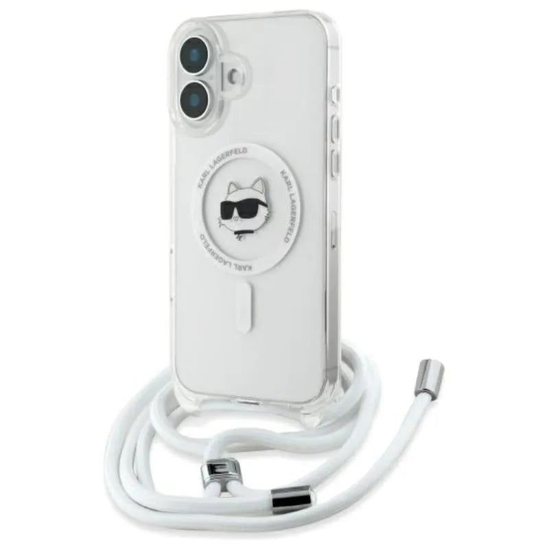 Karl Lagerfeld IML Choupette Head & Cord MagSafe – dėklas iPhone 16 (skaidrus)