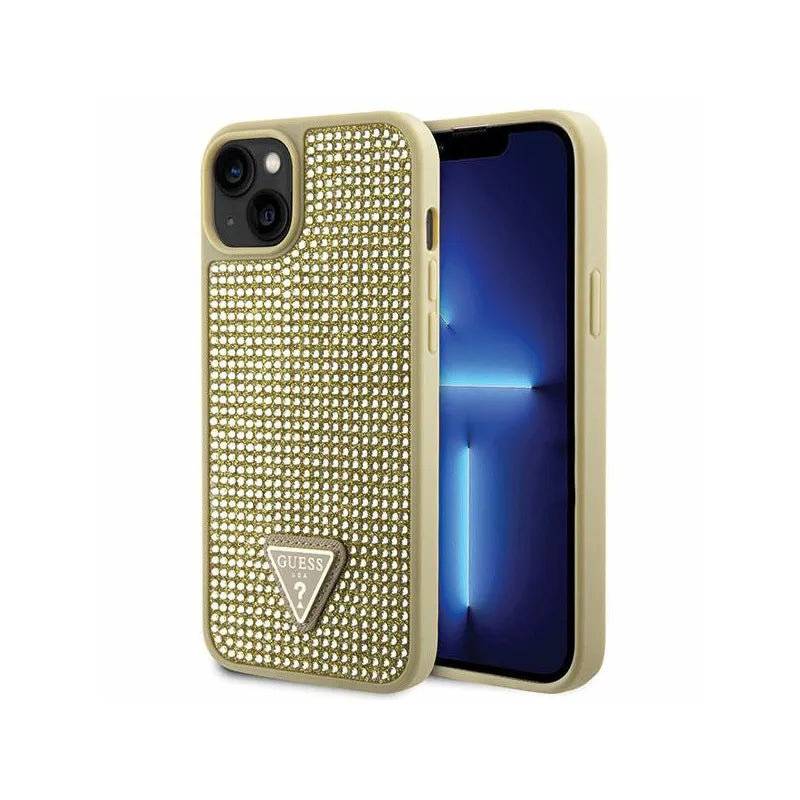 Guess Rhinestone Triangle – dėklas iPhone 14 (auksinis)