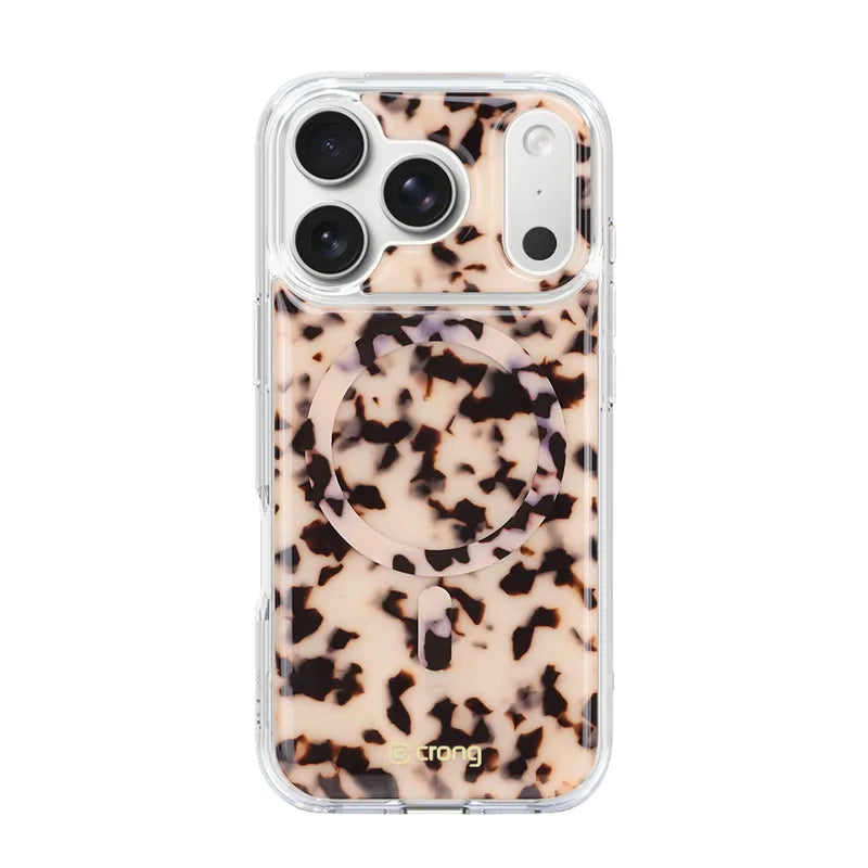 Crong Deluxe MAG Cover – dėklas su MagSafe skirtas iPhone 17 Pro Max (Blonde Tortoise)