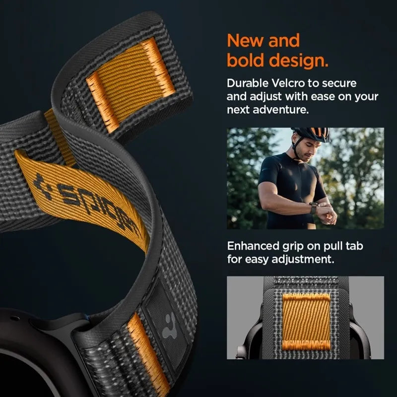 Spigen Athlex Air 2 – Apple Watch dirželis 44/45/46/49 mm (Active Black / Orange)