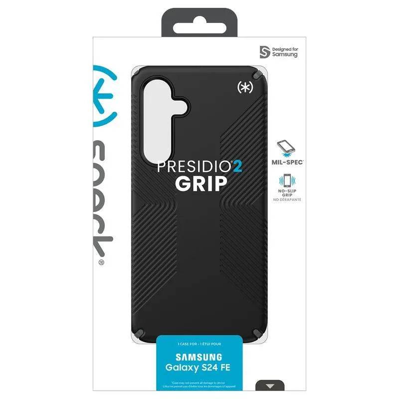 Speck Presidio2 Grip – dėklas Samsung Galaxy S24 FE (juodas/pilkas/baltas)