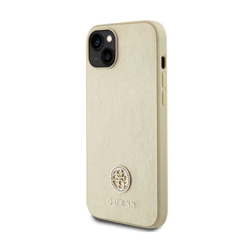 Guess 4G Strass Metal Logo – Dėklas iPhone 15 (auksinis)