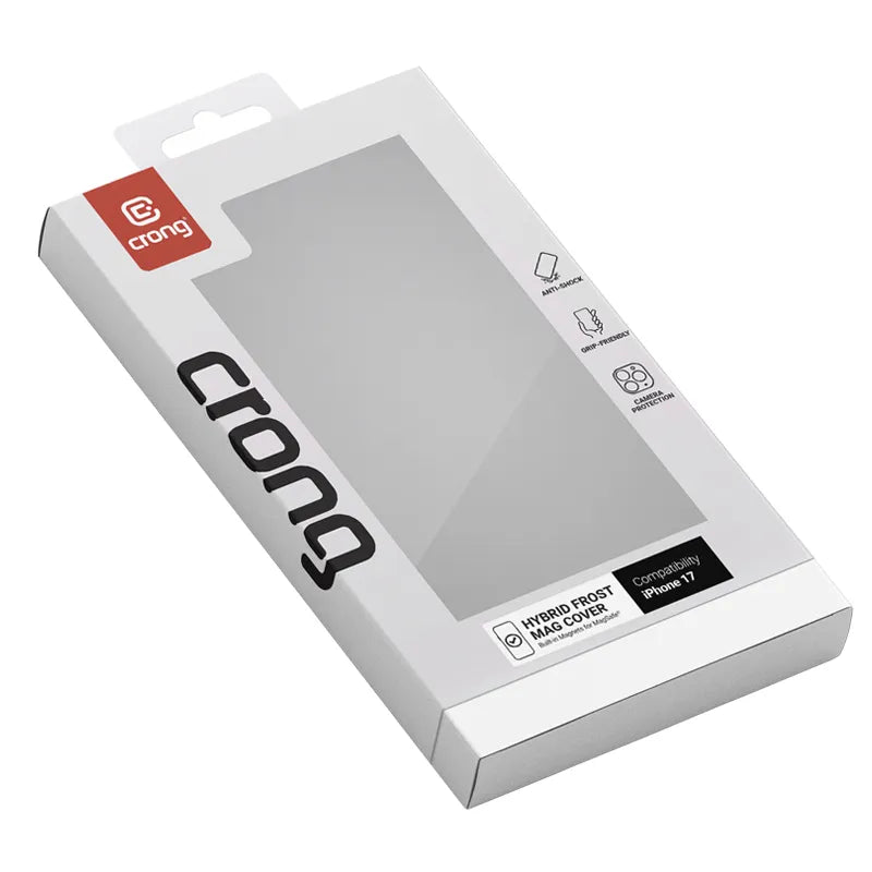 Crong Hybrid Frost MAG Cover - MagSafe dėklas iPhone 17 (juodas)