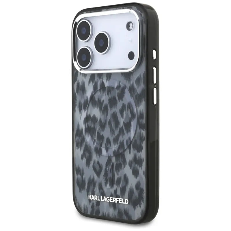 Karl Lagerfeld IML Leopard Pattern MagSafe – dėklas iPhone 17 Pro (juodas)