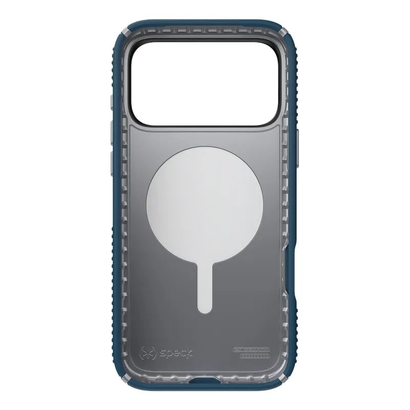 Speck Presidio2 Grip MagSafe – dėklas iPhone 17 Pro Max (Deep Sea/sidabrinė metalo spalva)