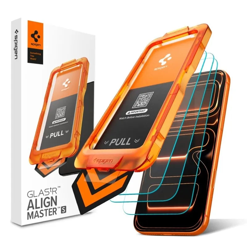 Spigen Glas.tR AlignMaster Slim 3-Pack – grūdintas stiklas Apple iPhone 17 Pro (3 vnt.)