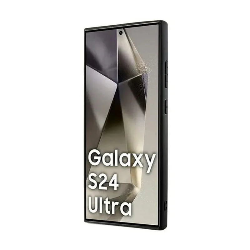 DKNY „Leather Mono Stripe & Metal Logo“ – Samsung Galaxy S24 Ultra dėklas (juodas)