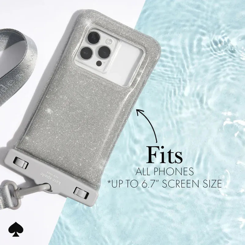 Kate Spade New York neperšlampamas plūduriuojantis dėklas – vandeniui atsparus dėklas išmaniesiems telefonams iki 6,7" (That Sparkle)